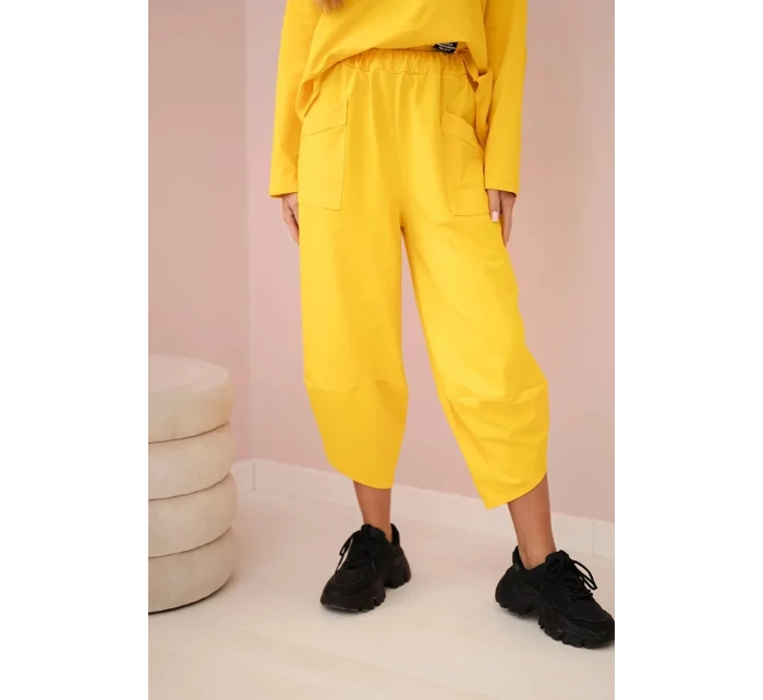 Bavlněná mikina kalhoty set tmavě žlutá Bavlněná mikina kalhoty set tmavě žlutá