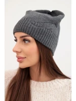 Dámská zimní čepice klasická s jemným vzorem model 21878041 grafitová - K-Fashion