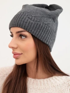 Dámská zimní čepice klasická s jemným vzorem model 21878041 grafitová - K-Fashion