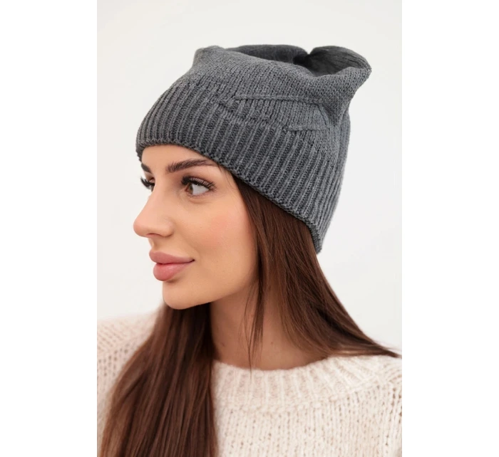 Dámská zimní čepice klasická s jemným vzorem model 21878041 grafitová - K-Fashion