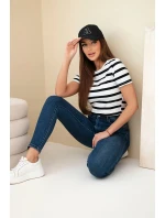 Dámské džíny skinny s vysokým pasem tmavě džínové