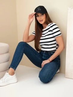 Dámské džíny skinny s vysokým pasem tmavě džínové