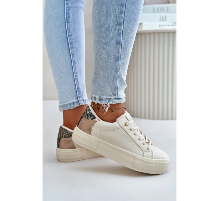 Zateplené dámské tenisky na platformě Big Star model 21675189 béžové - Big Star Shoes