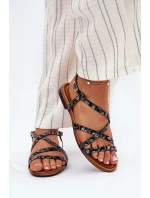 Ploché Kožené Sandály Dámské model 21697448 Černé - Maciejka