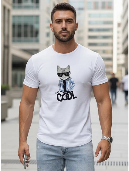 Pánské tričko Stay COOL s potiskem bílé FashionStreet NX5018R