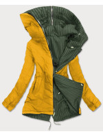 Khaki-žlutá oboustranná pruhovaná bunda s kapucí (W659BIG)