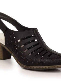 Dámské pohodlné kožené sandály na podpatku model 22021681 - Rieker