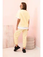 Dámská máslová souprava s krátkým rukávem a kalhotami žlutý Dámská máslová souprava s krátkým rukávem a kalhotami žlutý