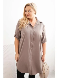 Dámská košilová šaty Plus Size s delší zadní částí a model 21486178 rukávy fango - K-Fashion