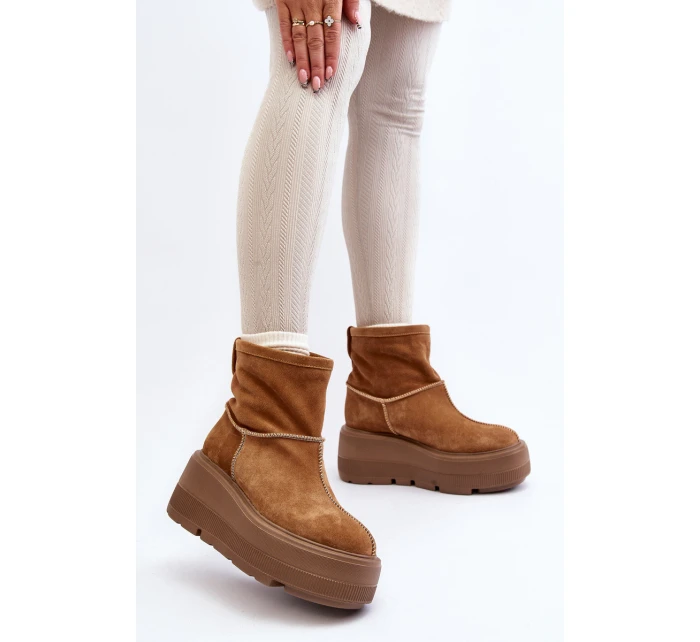 Kožené dámské boty na masivní podrážce Camel model 21644292 - Zazoo