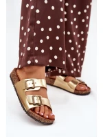 Dámské sandály na korkové platformě s přezkami zlaté model 21704305 - EVENTO Dámské sandály na korkové platformě s přezkami zlaté model 21704305 - EVENTO