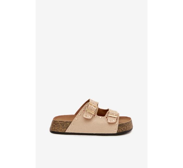 Dámské pantofle se zlatými a knoflíky model 21919013 - Boto Dámské pantofle se zlatými a knoflíky model 21919013 - Boto