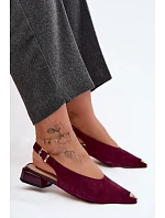 Kožené Semišové Dámské Sandály na Nízkém Podpatku D&A CR61-3050 Bordó
