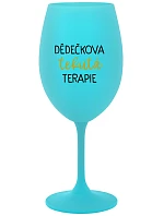 DĚDEČKOVA TEKUTÁ TERAPIE - tyrkysová sklenice na víno 350 ml
