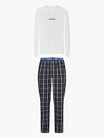 Pánský pyžamový set - NM2184E 1MT - bílá/modrá - Calvin Klein