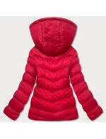 Červená dámská bunda s kapucí pro přechodné období model 17663254 - J.STYLE Červená dámská bunda s kapucí pro přechodné období model 17663254 - J.STYLE
