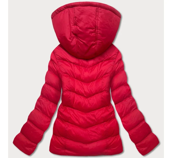 Červená dámská bunda s kapucí pro přechodné období model 17663254 - J.STYLE Červená dámská bunda s kapucí pro přechodné období model 17663254 - J.STYLE