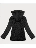 Černá dámská prošívaná plus size bunda s kapucí model 21023036 - J.STYLE