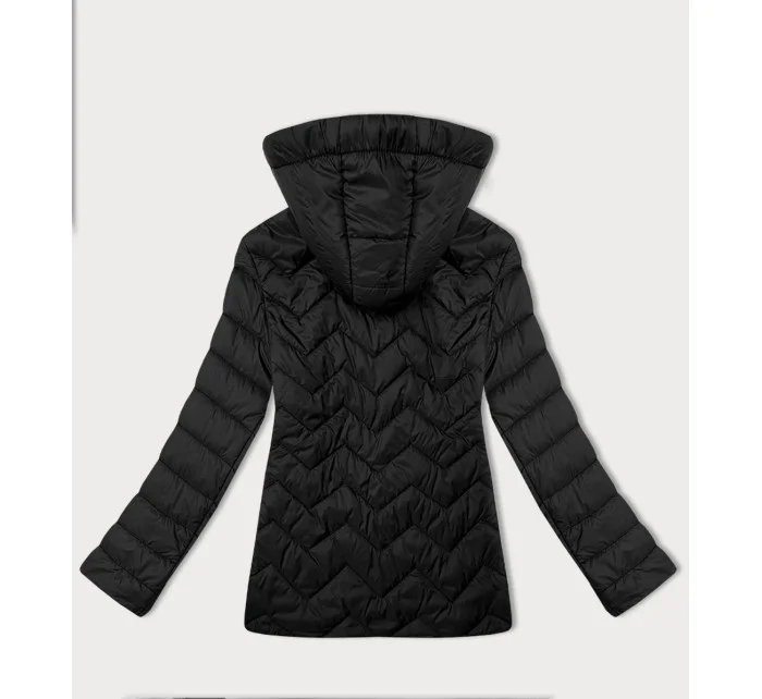 Černá dámská prošívaná plus size bunda s kapucí model 21023036 - J.STYLE