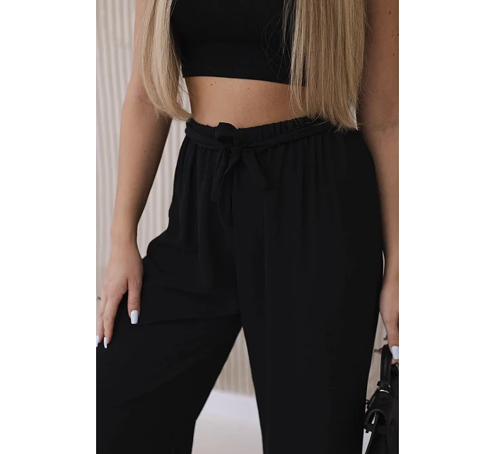 Kalhoty s širokým pasem černý