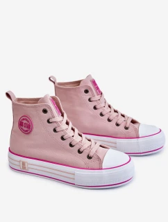 Dámské vysoké textilní tenisky na platformě Big Star model 21608432 Růžová - Big Star Shoes