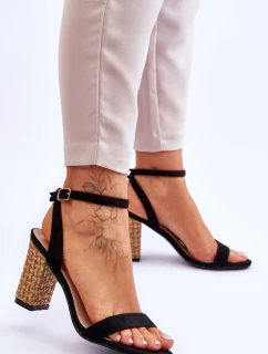 Semišové Sandály Na Podpatku Černé model 21618625 - Boto