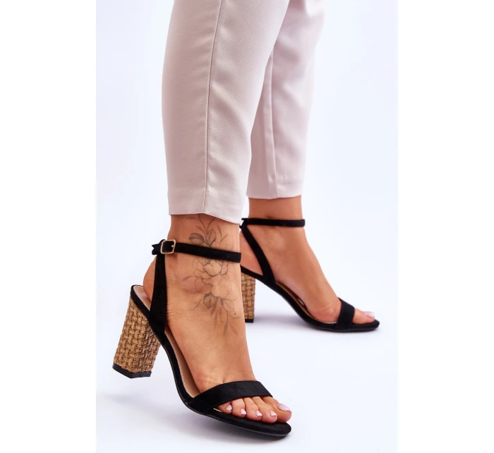 Semišové Sandály Na Podpatku Černé model 21618625 - Boto Semišové Sandály Na Podpatku Černé model 21618625 - Boto