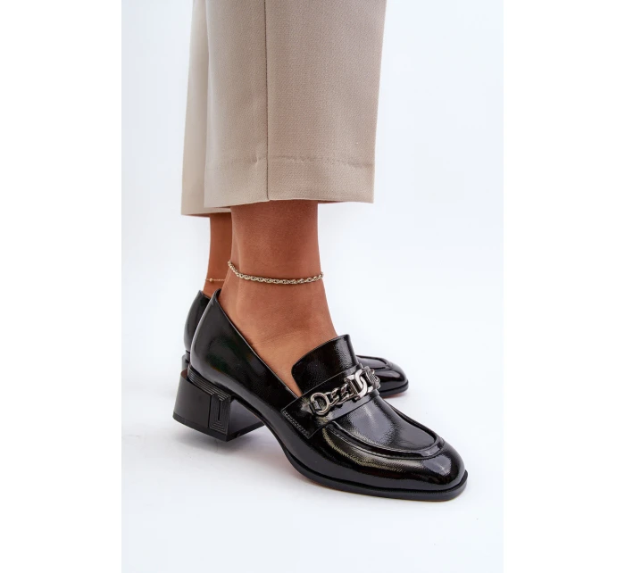 Lakované lodičky na podpatku černé model 21656061 - S.Barski Lakované lodičky na podpatku černé model 21656061 - S.Barski