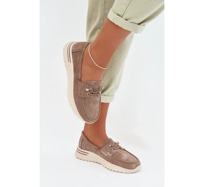 Polobotky z přírodního semiše béžové Selorette