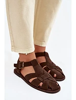 Dámské Sandály Ploché z Semiše Big Star Čokoládové model 22064182 - Big Star Shoes Dámské Sandály Ploché z Semiše Big Star Čokoládové model 22064182 - Big Star Shoes