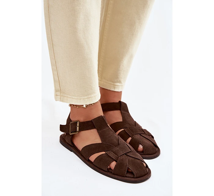 Dámské Sandály Ploché z Semiše Big Star Čokoládové model 22064182 - Big Star Shoes Dámské Sandály Ploché z Semiše Big Star Čokoládové model 22064182 - Big Star Shoes