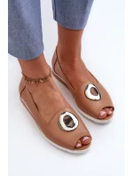 Dámské lodičky s dekorem z eko kůže, tmavě béžová Biolita