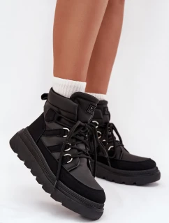 Dámské kotníkové boty Liorae trapery na platformě – černé