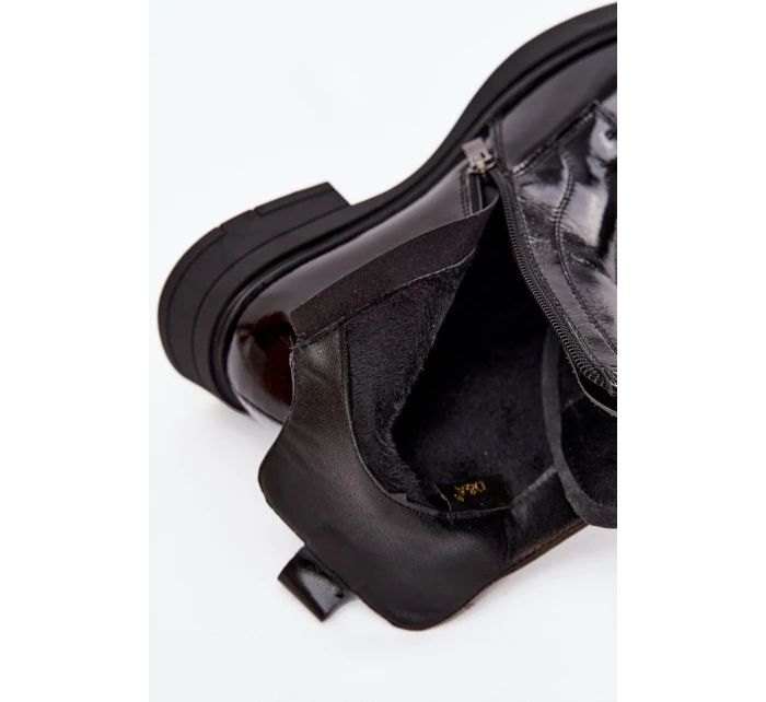 Lakované dámské boty z přírodní kůže D&A – černé Lakované dámské boty z přírodní kůže D&A – černé