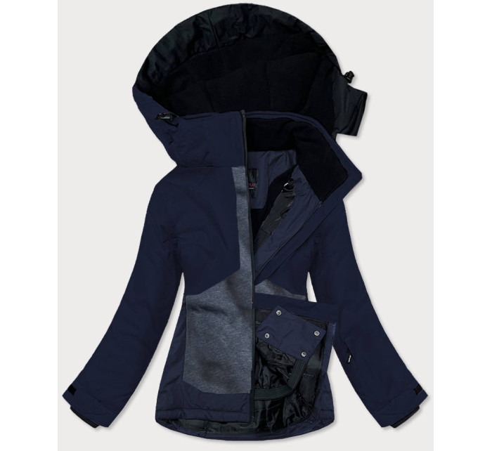 Tmavě modrá/melanžová dámská zimní snowboardová bunda (b2357)