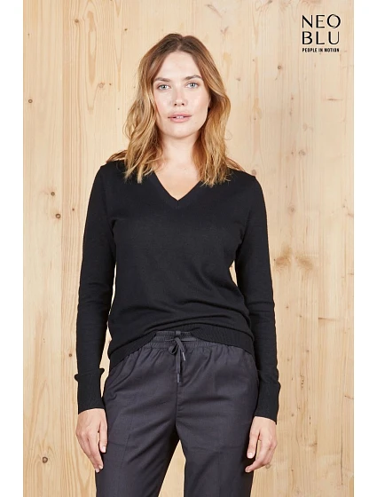 Women Dámský svetr s výstřihem do V night blue model 22500693 - NEOBLU Women Dámský svetr s výstřihem do V night blue model 22500693 - NEOBLU