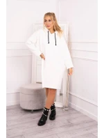 Šaty s kapucí a bočním rozparkem ecru Šaty s kapucí a bočním rozparkem ecru