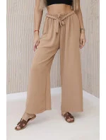 Kalhoty s širokým pasem velbloud Kalhoty s širokým pasem velbloud