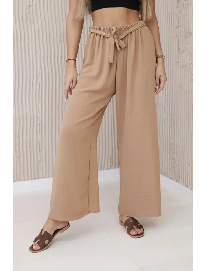 Kalhoty s širokým pasem velbloud Kalhoty s širokým pasem velbloud