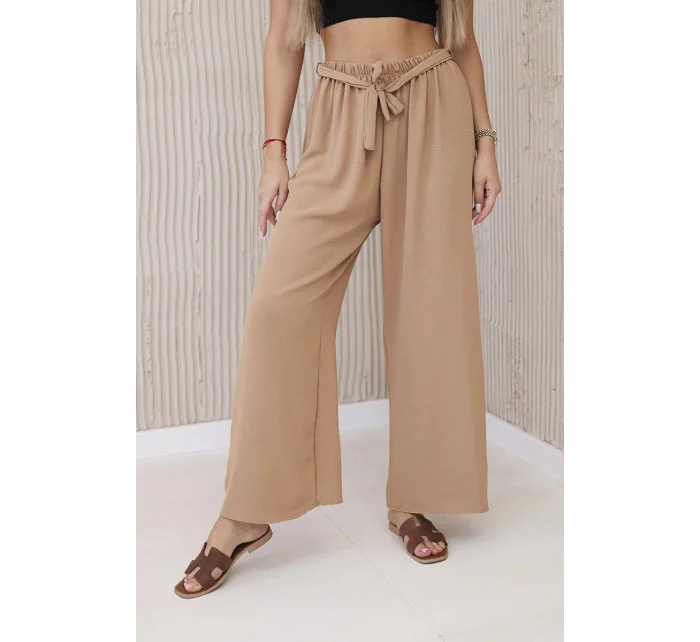 Kalhoty s širokým pasem velbloud Kalhoty s širokým pasem velbloud