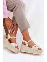 Dámské sandály na klínu s přezkou béžové model 21696184 - Boto Dámské sandály na klínu s přezkou béžové model 21696184 - Boto