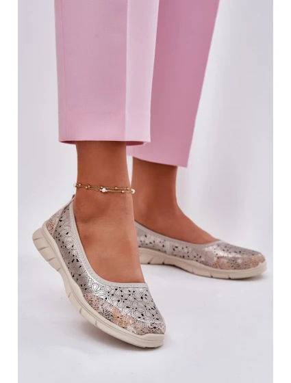 Kožené Lehké Baletky Zlaté model 21697017 - EVENTO