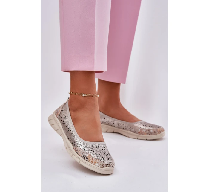 Kožené Lehké Baletky Zlaté model 21697017 - EVENTO