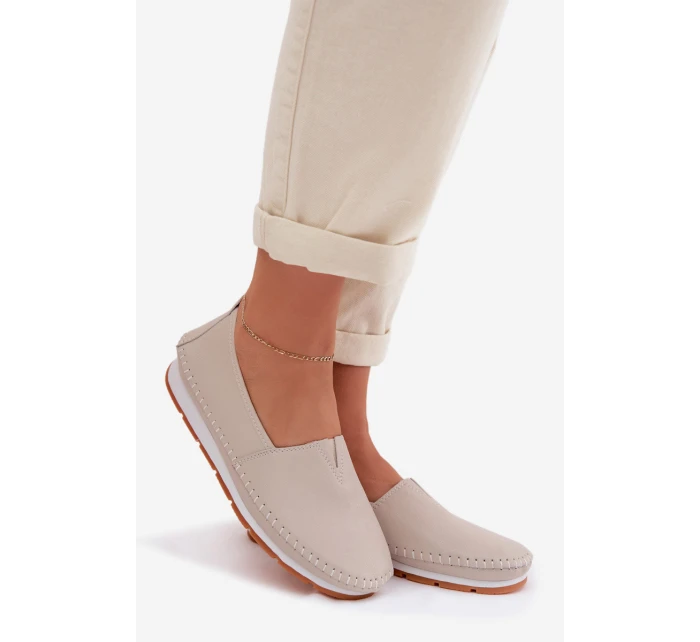 Kožené dámské polobotky S.Barski LR61-7051 Béžové Kožené dámské polobotky S.Barski LR61-7051 Béžové