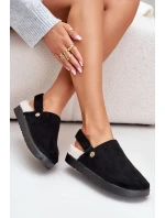 Dámské Pantofle Na Platformě Zateplené Kožíškem Typu Beránek Černé Sanilora