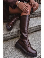 Dámské zateplené šněrovací kozačky Meliora – čokoládové, eko semiš Dámské zateplené šněrovací kozačky Meliora – čokoládové, eko semiš