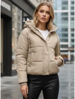Dámská krátká zimní prošívaná bunda béžová FashionStreet TY5374