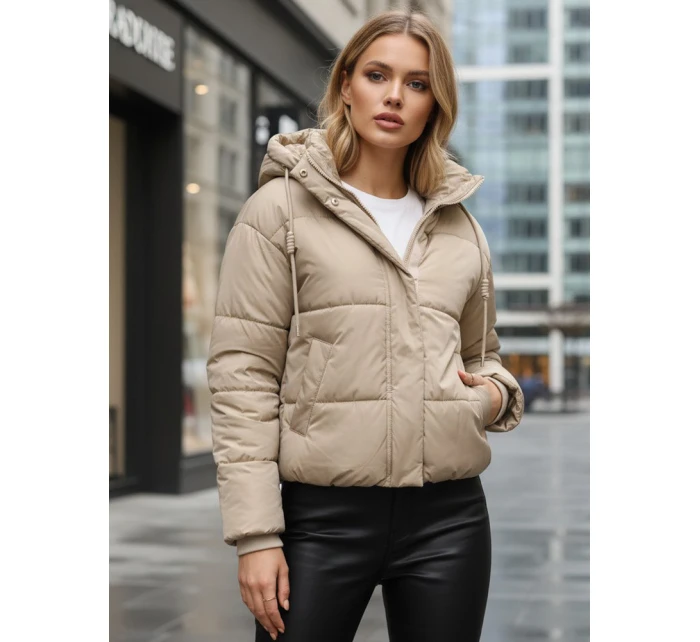 Dámská krátká zimní prošívaná bunda béžová FashionStreet TY5374
