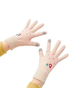 Dámské zimní rukavice na telefon se sněhulákem a vánočním stromkem - béžové dámské Dámské zimní rukavice na telefon se sněhulákem a vánočním stromkem - béžové dámské