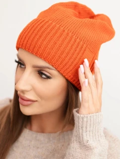 Dámská zimní čepice z vlny s  vzorem oranžová model 21783009 - K-Fashion
